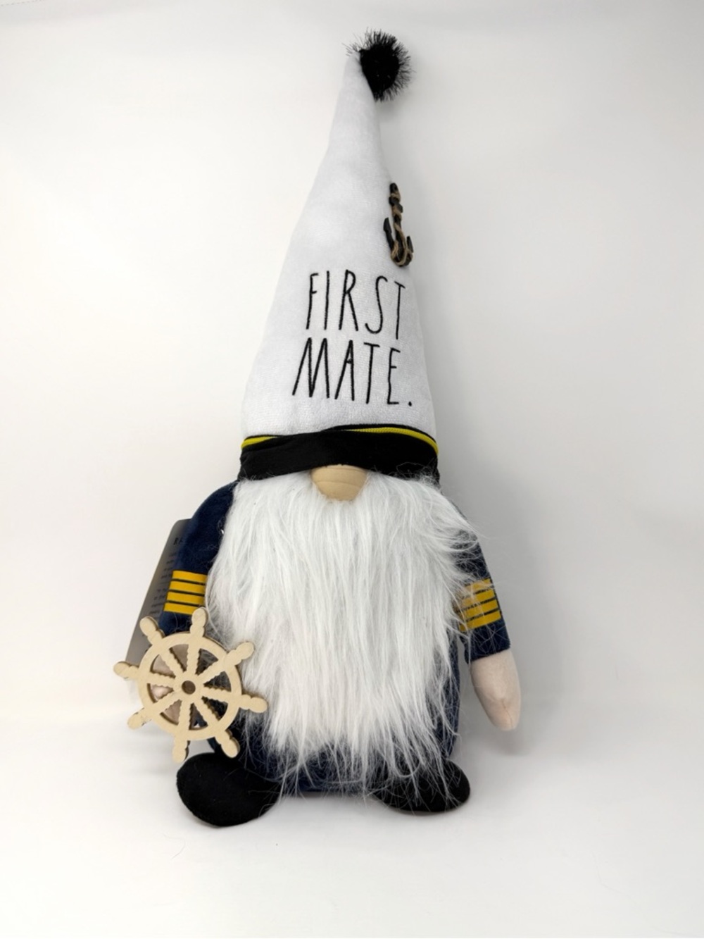 NWT Rae Dunn First Mate Gnome Plush Nautical Coastal Decor 20” Sailor Blue White
